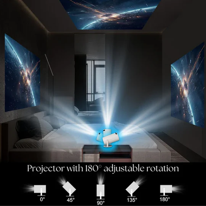 HD Smart 4K Projector with 180° Swivel Design – Compact Portable Projector for Home Theater and Outdoor Use 2