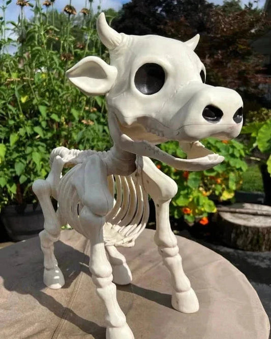 Halloween Cow and Horse Skeleton Decorative Props – Realistic Resin Decorations for Spooky Parties 0