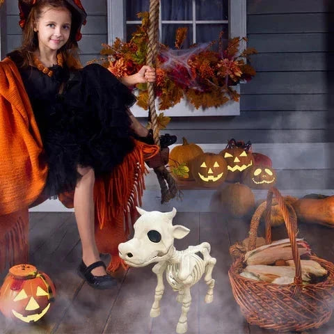 Halloween Cow and Horse Skeleton Decorative Props – Realistic Resin Decorations for Spooky Parties 4