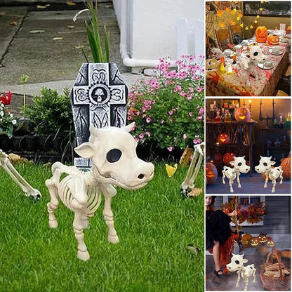 Halloween Cow and Horse Skeleton Decorative Props – Realistic Resin Decorations for Spooky Parties 5