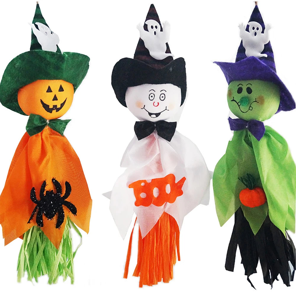 Halloween Ghost Doll Pendant for Indoor and Outdoor Decorations – Spooky Hanging Halloween Decoration for Home and Kindergarten