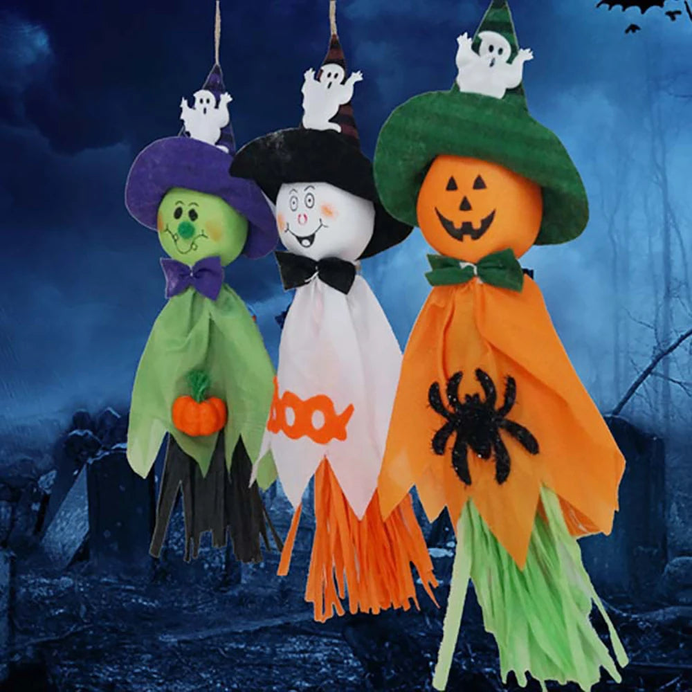 Halloween Ghost Doll Pendant for Indoor and Outdoor Decorations – Spooky Hanging Halloween Decoration for Home and Kindergarten