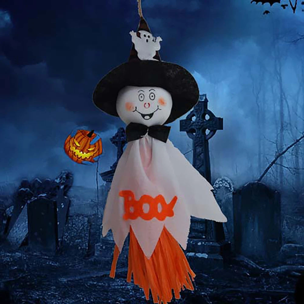 Halloween Ghost Doll Pendant for Indoor and Outdoor Decorations – Spooky Hanging Halloween Decoration for Home and Kindergarten