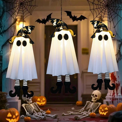 Halloween LED Light Up Witch Ghost Decorations for Indoor and Outdoor Use – Scary Hanging Ornaments for Spooky Parties