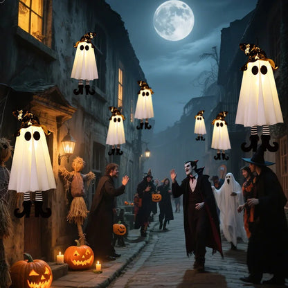 Halloween LED Light Up Witch Ghost Decorations for Indoor and Outdoor Use – Scary Hanging Ornaments for Spooky Parties