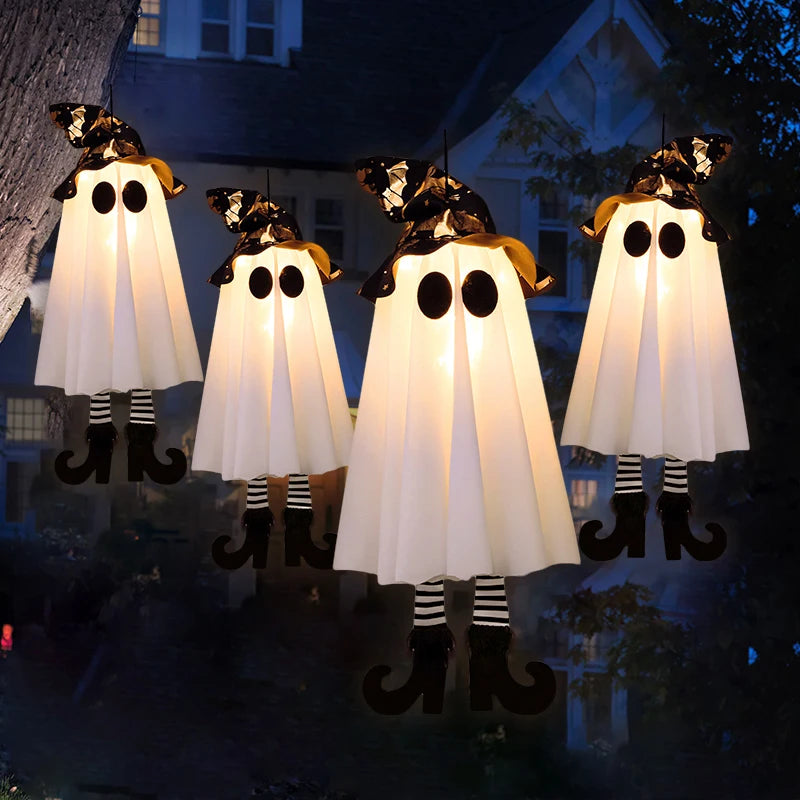 Halloween LED Light Up Witch Ghost Decorations for Indoor and Outdoor Use – Scary Hanging Ornaments for Spooky Parties