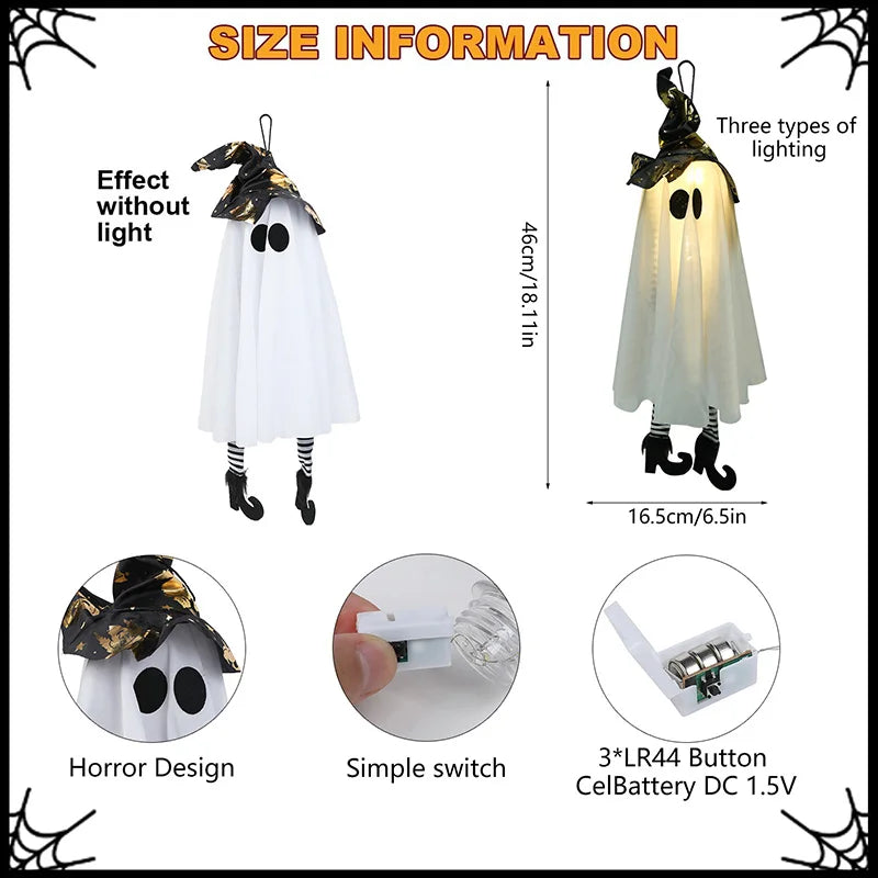 Halloween LED Light Up Witch Ghost Decorations for Indoor and Outdoor Use – Scary Hanging Ornaments for Spooky Parties