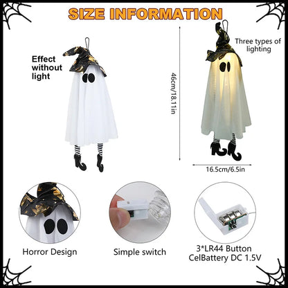 Halloween LED Light Up Witch Ghost Decorations for Indoor and Outdoor Use – Scary Hanging Ornaments for Spooky Parties