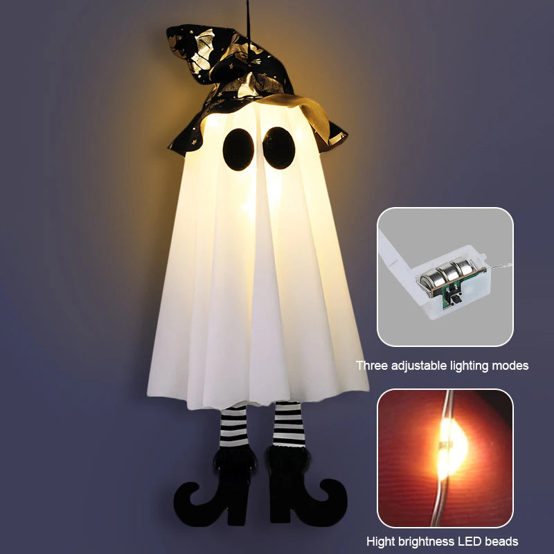 Halloween LED Light Up Witch Ghost Decorations for Indoor and Outdoor Use – Scary Hanging Ornaments for Spooky Parties