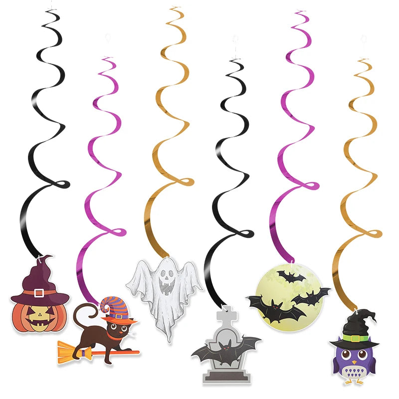 Halloween Party Banner - Multi-Color Paper Garland with Bat and Pumpkin Design for Trick or Treat Celebrations 2