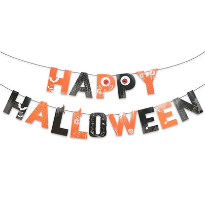 Halloween Party Banner - Multi-Color Paper Garland with Bat and Pumpkin Design for Trick or Treat Celebrations 8