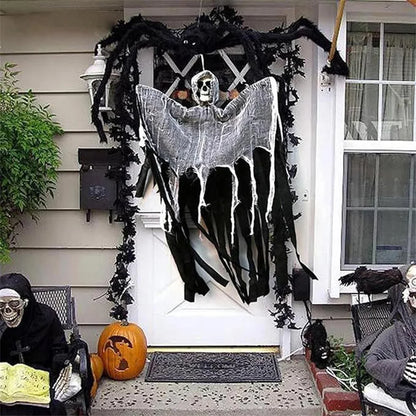Halloween Skeleton Ghost Decoration with LED String Lights – Outdoor Halloween Decoration for Gardens, Porches, and Yards