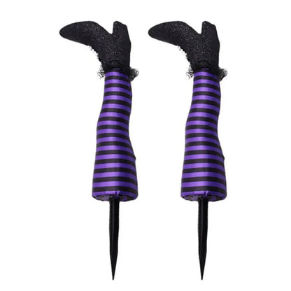 Halloween Witch Legs Props – 2pcs Upside Down Wizard Feet for Outdoor Lawn and Garden Halloween Decorations 6