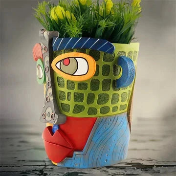 Handmade Abstract Face Flower Pot – Unique Resin Indoor Plant Pot for Artistic Home Decor 2