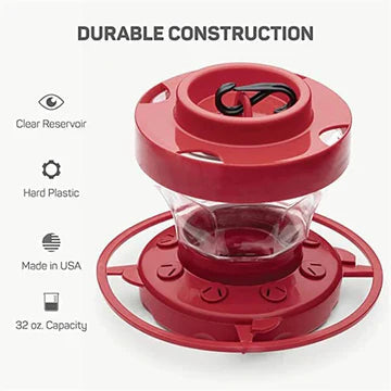 Hanging Hummingbird Feeder with Ant Guard, 16 Ounce Capacity, Leakproof Design and Multiple Feeding Ports 2