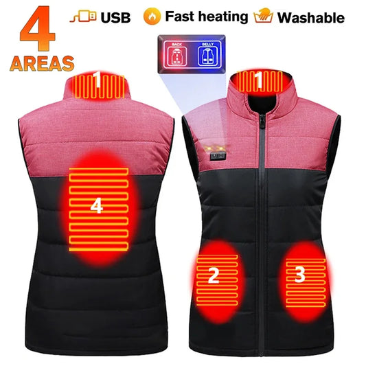 Heated Vest for Men and Women with 9 Heating Zones – USB Charging Thermal Cotton Jacket S-5XL for Outdoor Activities