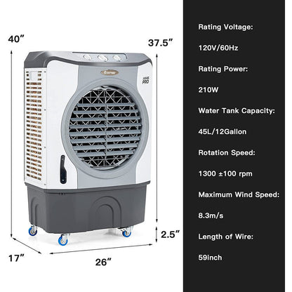 Heavy-Duty 4-in-1 Industrial Air Cooler with 12-Gallon Tank – High-Capacity Cooling for Garages and Workshops 5