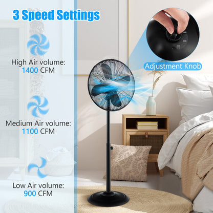 Height-Adjustable 16-Inch Oscillating Pedestal Fan with 3 Speed Settings – Ideal for Indoor Use 4