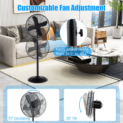 Height-Adjustable 16-Inch Oscillating Pedestal Fan with 3 Speed Settings – Ideal for Indoor Use 5