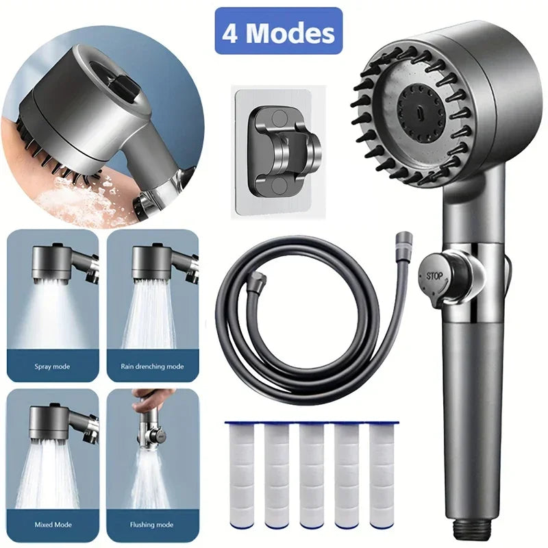 High-Pressure Water Filtering Shower Head with 4 Adjustable Modes – Durable ABS Design 6