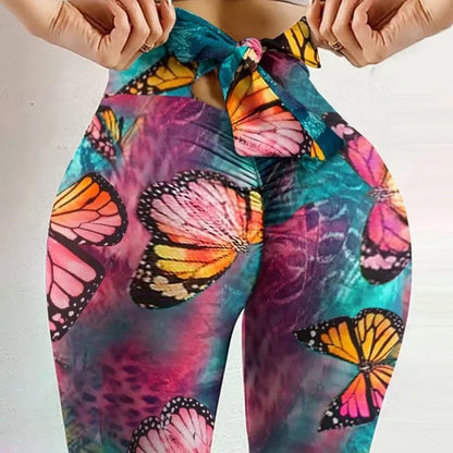 High Waist Butterfly Printed Leggings for Women – Butt Lift Yoga Pants for Comfort and Style 8
