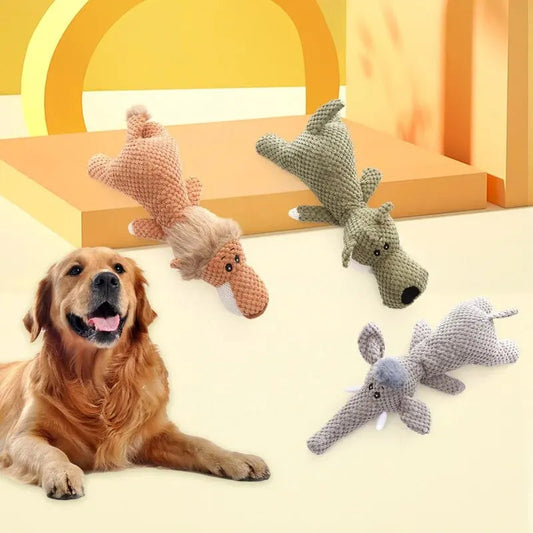 Indestructible Plush Dog Chew Toy with Squeaker – Durable for Aggressive Chewers 0