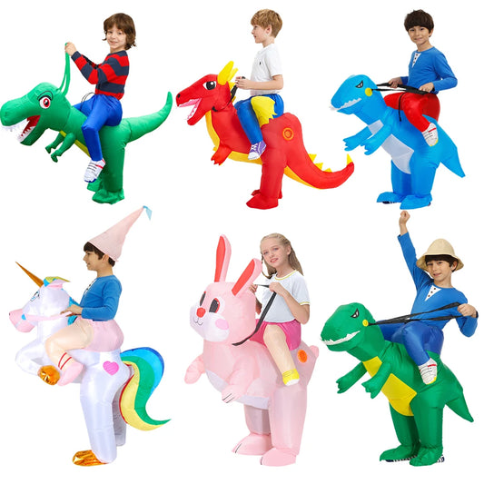 Kids Inflatable Dinosaur and Unicorn Costume – Waterproof Polyester, Fun Party Outfit for Halloween and Christmas, Sizes 80-145cm