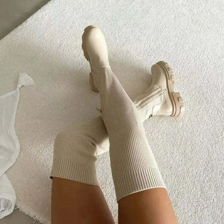 Knee High Stretch Knit Boots for Women – Comfortable and Sleek Design 3