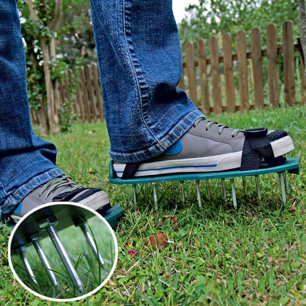 Lawn Aerator Shoes with Adjustable Straps and Iron Spikes for Healthier Grass Growth 0