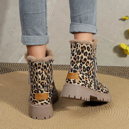 Leopard Print Winter Boots for Women with Plush Lining and Platform Sole 4