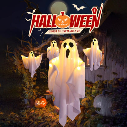 Light Up Halloween Ghost Decoration - Scary Hanging Prop for Indoor and Outdoor Halloween Decorations, 50x40cm