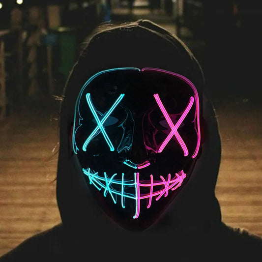 Luminous LED Halloween Mask with Scary Glowing Face for Adults – Perfect for Cosplay and Parties 0