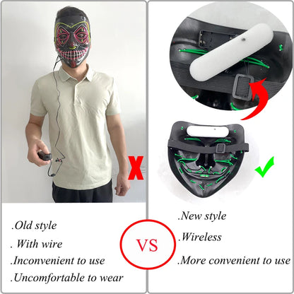 Luminous LED Halloween Mask with Scary Glowing Face for Adults – Perfect for Cosplay and Parties 5