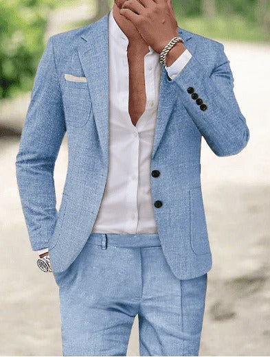 Luxury Men's Linen Suit for Weddings and Formal Events - Breathable Tailored Design 0