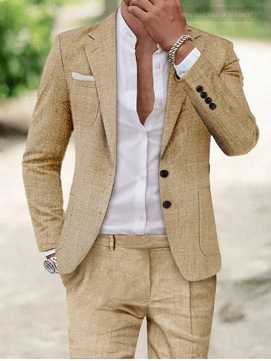 Luxury Men's Linen Suit for Weddings and Formal Events - Breathable Tailored Design 2