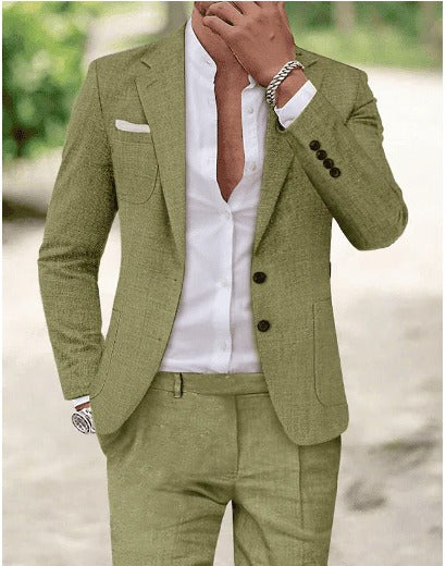 Luxury Men's Linen Suit for Weddings and Formal Events - Breathable Tailored Design 3