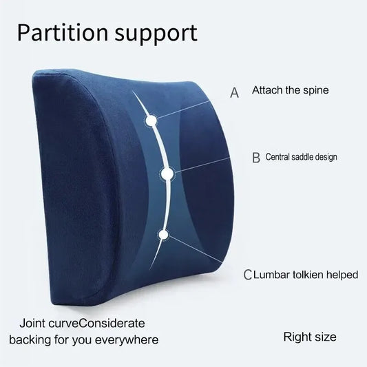 Memory Foam Lumbar Support Pillow for Office Chair and Car – Breathable Mesh Cover for Back Support and Comfort