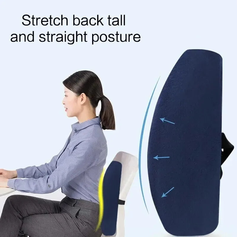 Memory Foam Lumbar Support Pillow for Office Chair and Car – Breathable Mesh Cover for Back Support and Comfort