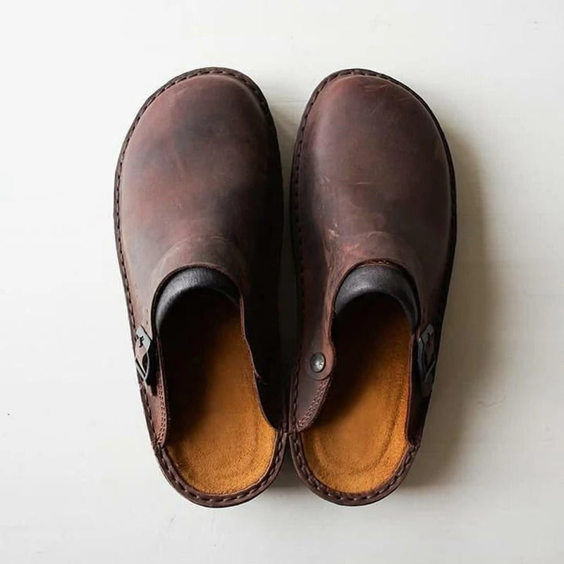 Men's Genuine Leather Slippers with Orthotic Support – Comfortable and Durable Footwear 1