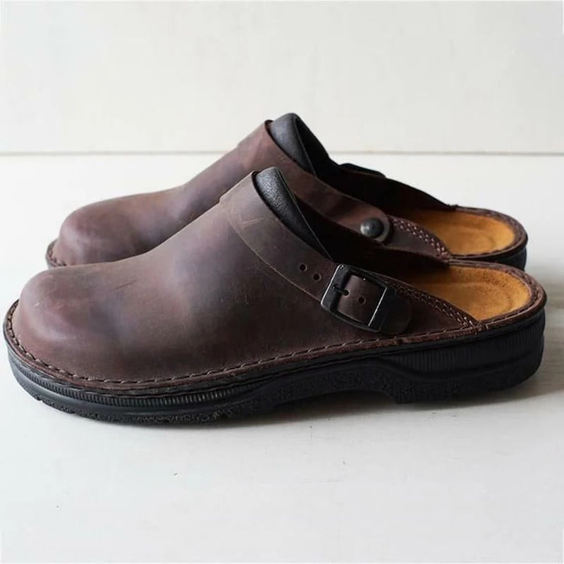 Men's Genuine Leather Slippers with Orthotic Support – Comfortable and Durable Footwear 4