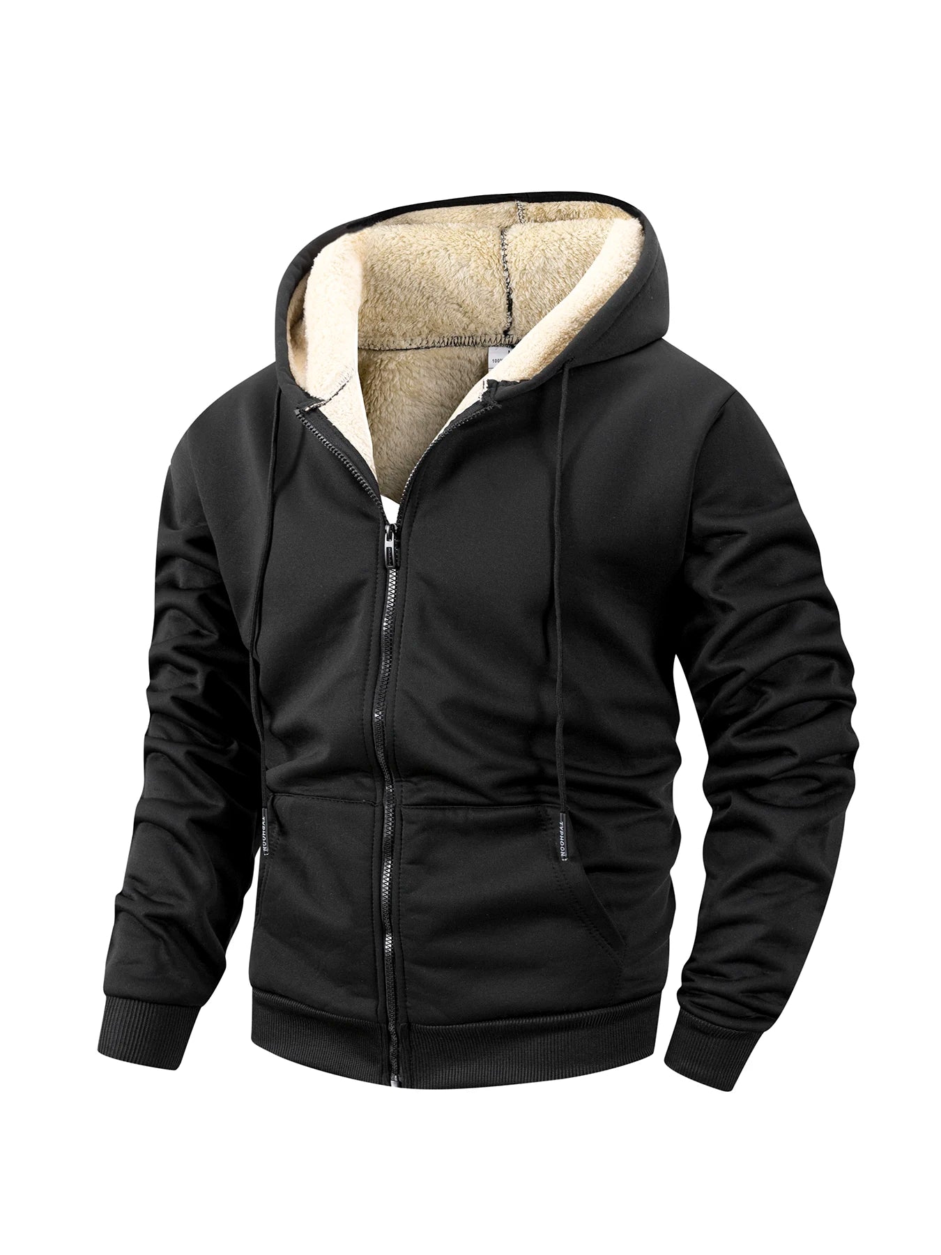 Men's Heavyweight Fleece Jacket with Zipper and Hood – Windproof Casual Sports Winter Jacket 1