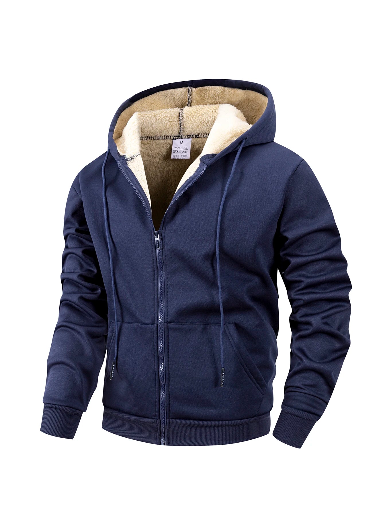 Men's Heavyweight Fleece Jacket with Zipper and Hood – Windproof Casual Sports Winter Jacket 2
