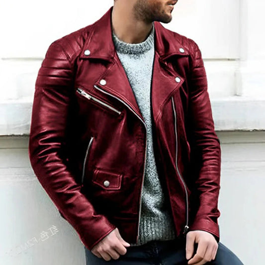 Men's Summer Leather Biker Jacket - Stylish and Durable Fashion Outerwear 1