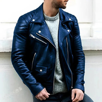 Men's Summer Leather Biker Jacket - Stylish and Durable Fashion Outerwear 3