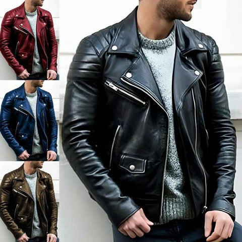 Men's Summer Leather Biker Jacket - Stylish and Durable Fashion Outerwear 4