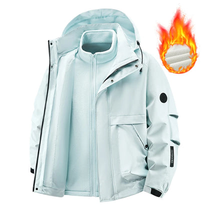 Men's Three-in-One Waterproof Jacket with Fleece Inner Layer – Lightweight Outdoor Coat for Autumn and Winter 7