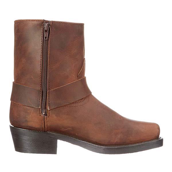 Mid-Cut Leather Biker Boots Women - Durable Moto Boots with Harness Detail for Style and Comfort 2