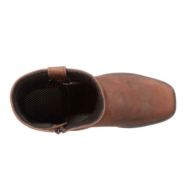 Mid-Cut Leather Biker Boots Women - Durable Moto Boots with Harness Detail for Style and Comfort 5