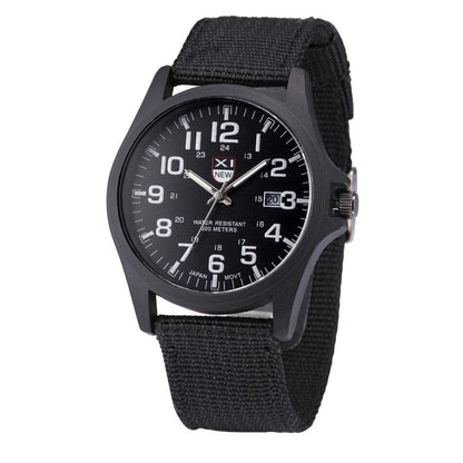Military Style Waterproof Analog Wrist Watch for Men with Luminous Hands and Stopwatch – Durable Black Stainless Steel Design 0