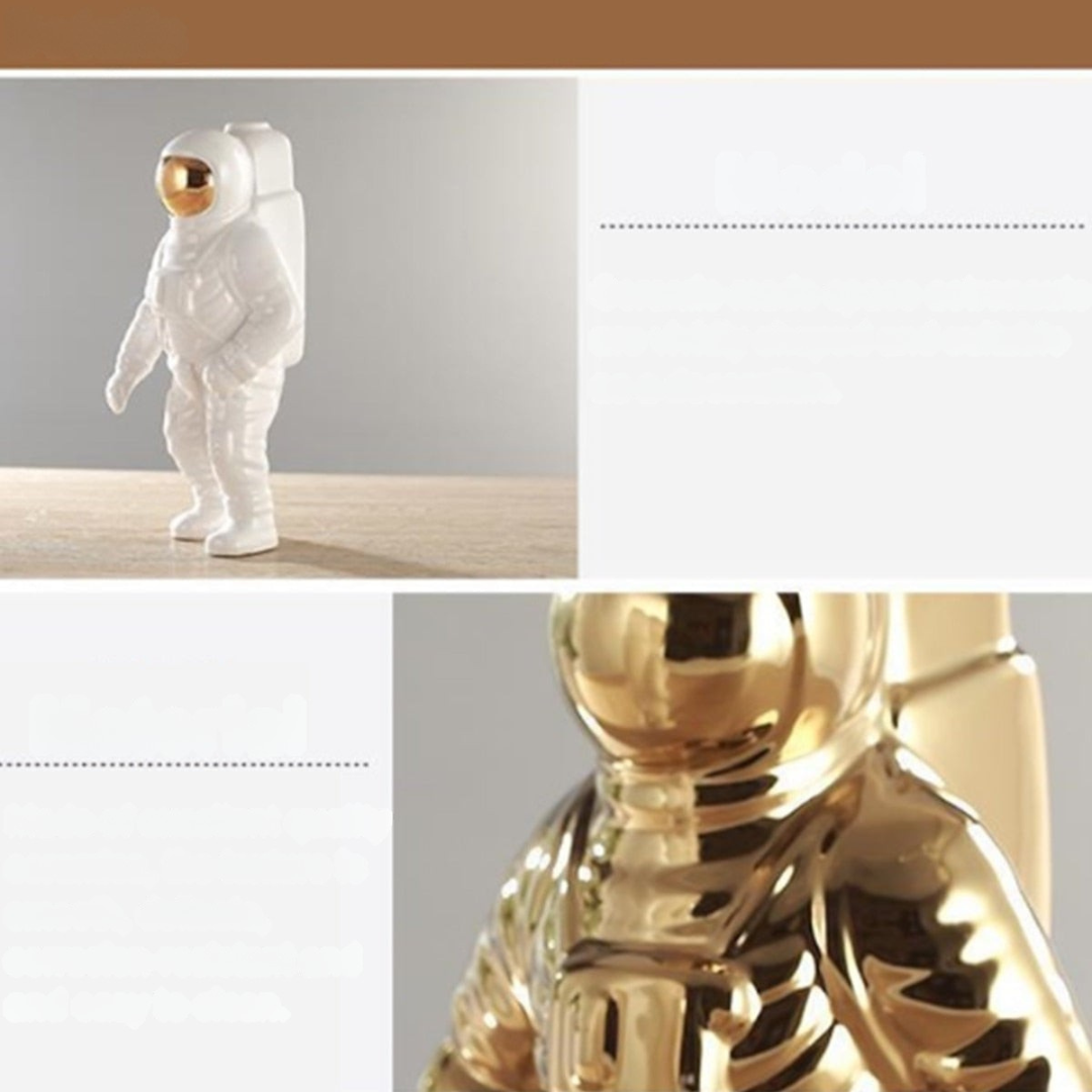 Modern Astronaut Ceramic Vase – Multi-functional Space Sculpture in Gold, Silver, or White 2